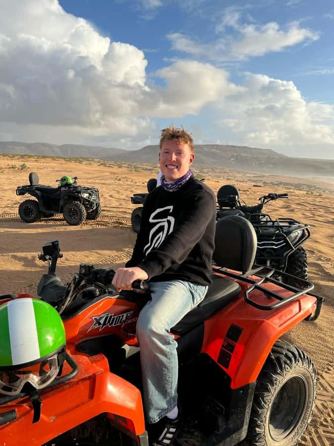 Agadir/Taghazout: Beach Quad Bike & Desert Sandboarding Tour - Riding Beside the Atlantic