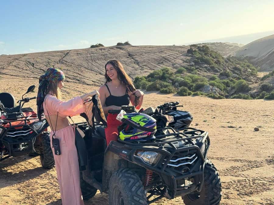 Desert & Beach Quad Adventure With Camel Ride - Riding through palms, villages, and open sand