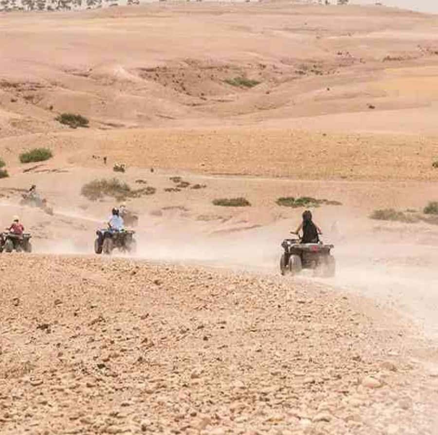 Dinner show in agafay Desert 1h quad bike & 20 min camels - Sunset in the rocky desert