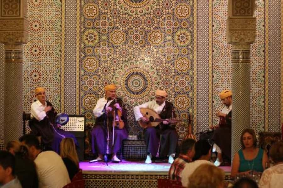 Fes : Unforgettable Dinner Show Experience with hotel pickup - Seven salads, bread, olives, and a full Moroccan dinner