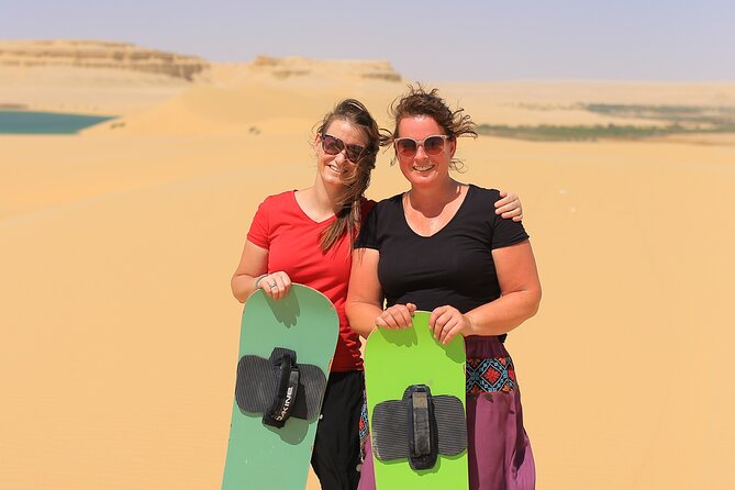 From Cairo 4x4 Safari, Camel Ride, Magic Lake, Waterfalls & Lunch - Sandboarding is simple, sandy fun