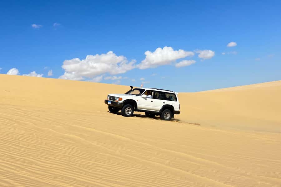 From Cairo: Desert Safari, Camel Ride, Magic Lake, & Lunch - Wadi El Rayan brings together water and sand
