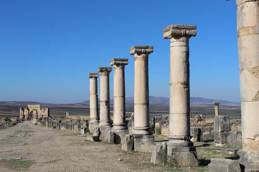 From Fez: Volubilis Moulay Idriss and Meknes Day Trip - Walking through Roman Volubilis