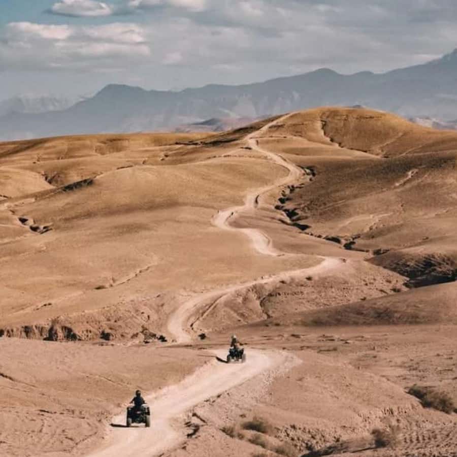 From Marrakech: Agafay Desert Dinner with Quad & Camel Ride - Quad biking on rough desert ground