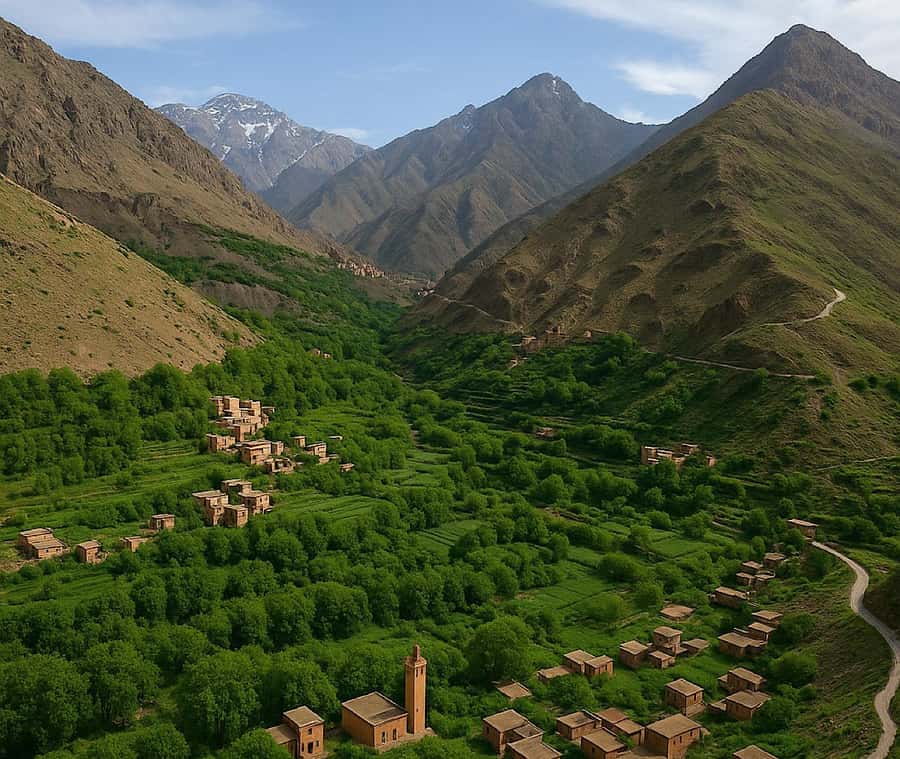 From Marrakech: Atlas Mountains Day Trip with Camel Ride - Tamatert, waterfalls, and views toward Toubkal