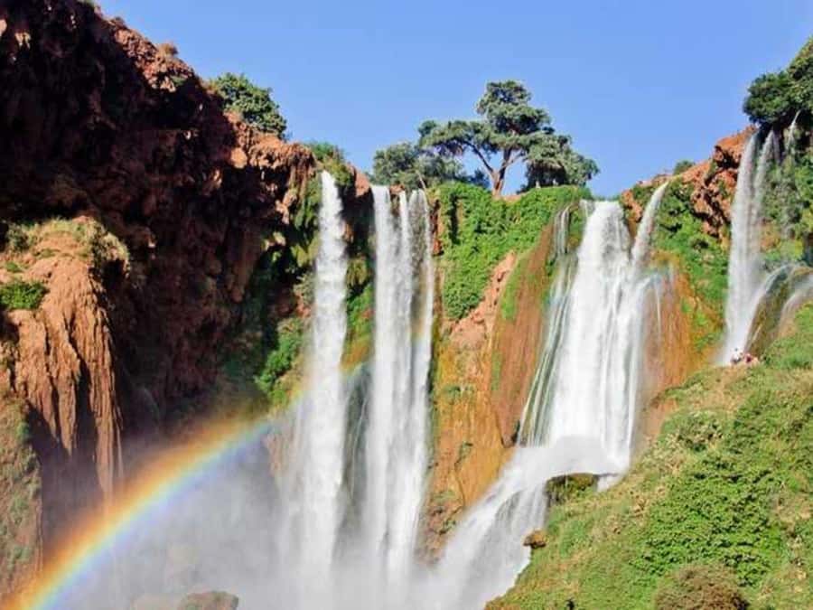 From Marrakech: Ouzoud Waterfalls Guided Trip with Boat Ride - The first view of the 110-meter cascades