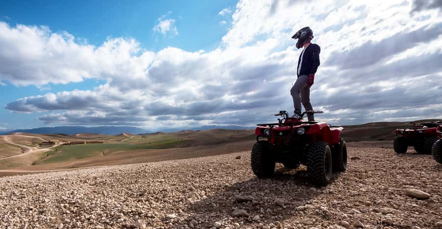 From Marrakech: Premium Agafay Desert Half-Day Quad Biking - Safety gear, practice, and choosing your pace