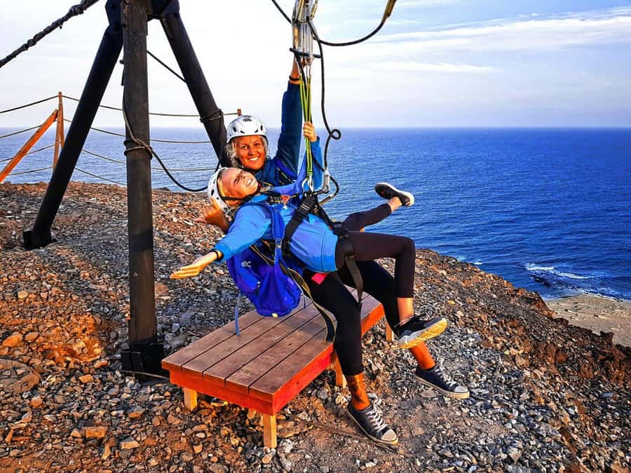 From Santa Maria: Sal island Zipline Experience (Official) - From Santa Maria to the Serra Negra launch point