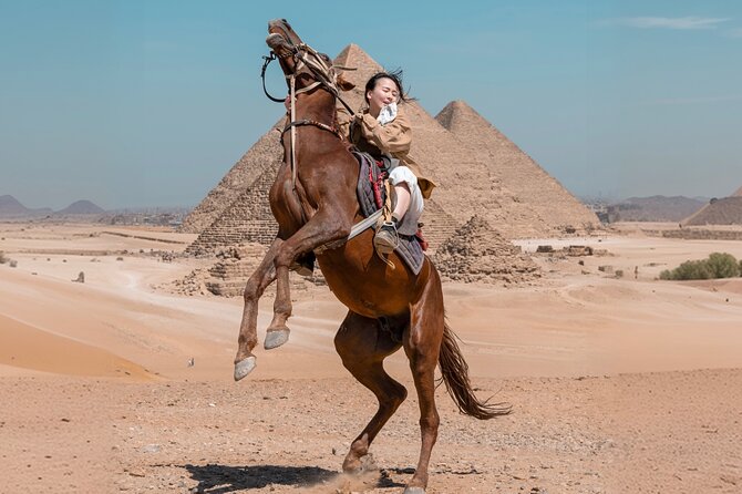 Giza Pyramids Photoshoot with Jumping Horse, Camel and Sphinx - The Great Pyramid of Khufu up close