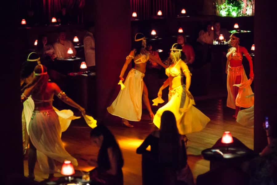 Hurghada: Naz Cabaret ticket with beverages - The Bookshelf Entrance Sets the Tone