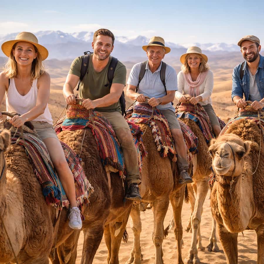 Marrakech: Agafay Desert Camel Ride & Quad with Dinner Show - Camel riding across Agafay’s rocky hills