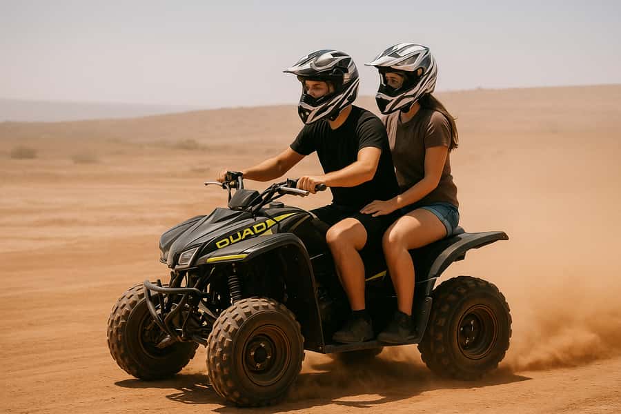 Marrakech: Agafay Desert Quad Bike with Camels & Dinner Show - Camel riding beneath the Atlas Mountains