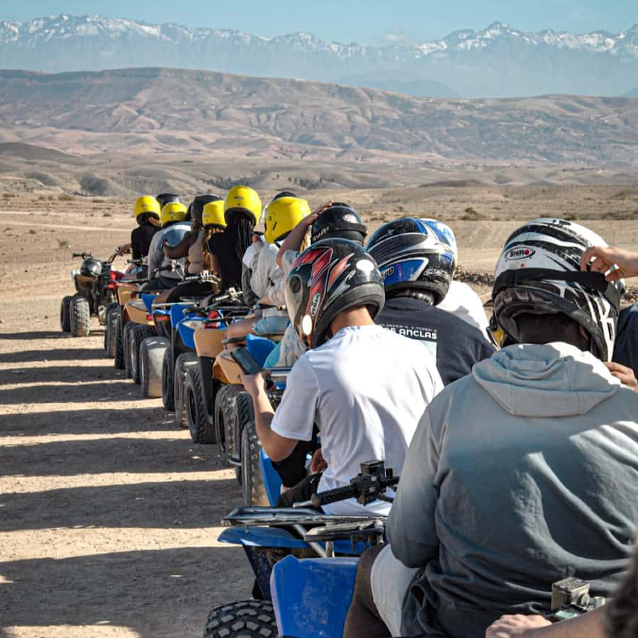 Marrakech: Agafay Desert Quad Biking, Camel Ride Fire Show - Quad biking across the sunset trails