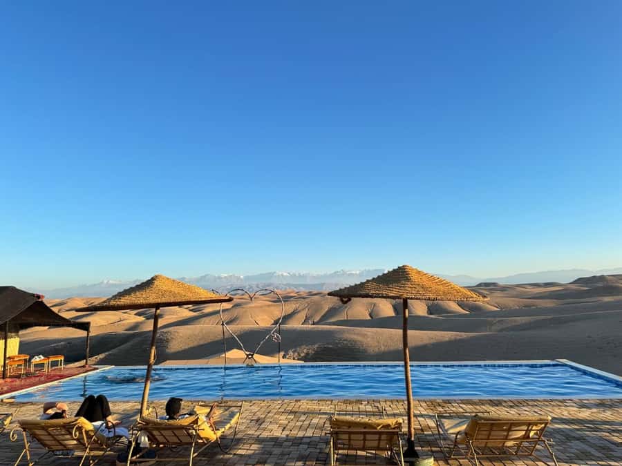 Marrakech: Agafay Desert Quad, Camel or Pool Day with Lunch - Moroccan food in a candlelit tent