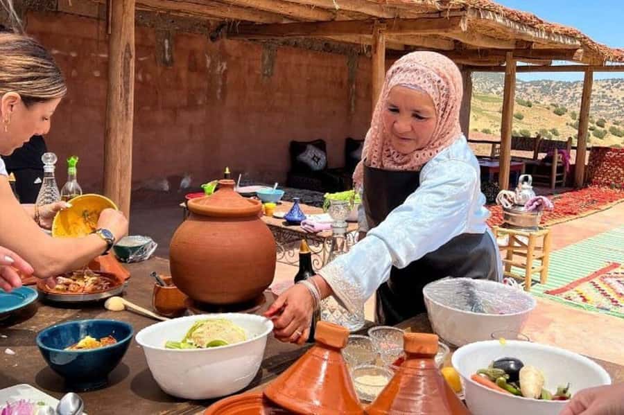 Marrakech: Atlas Mountains Cooking Class with Berber Family - Tea, conversation, and a late three-course lunch