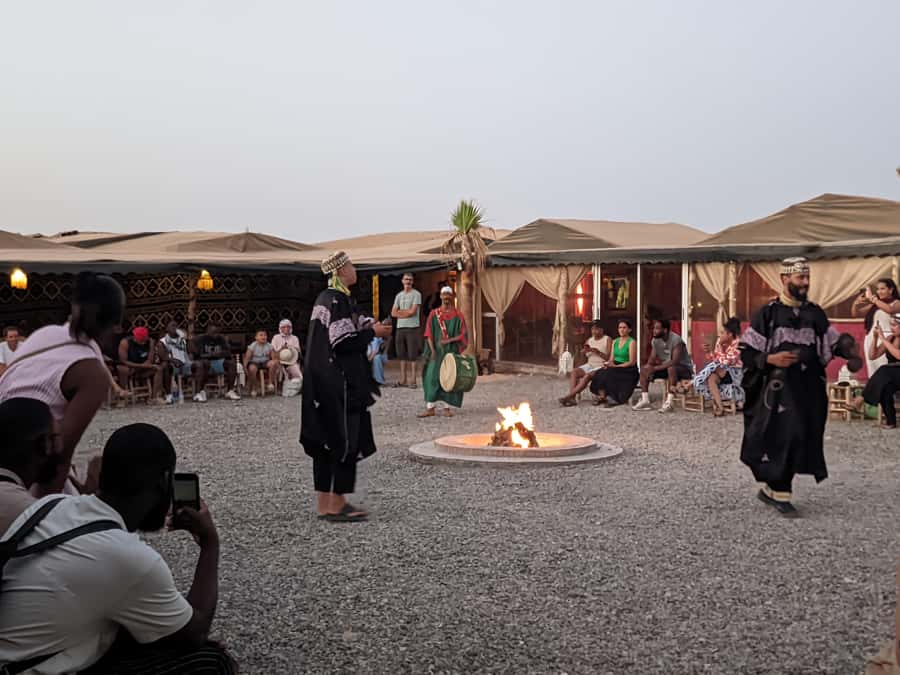 Marrakech Desert Sunset: Quad Biking, Dinner & Fire Show - A pool break at the desert camp