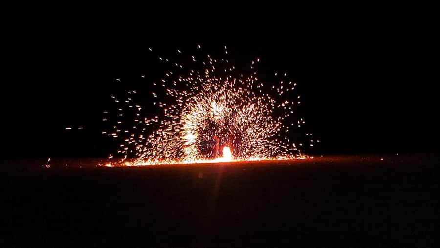 Marrakech Desert Sunset: Quad Biking, Dinner & Fire Show - Moroccan dinner beneath the evening sky