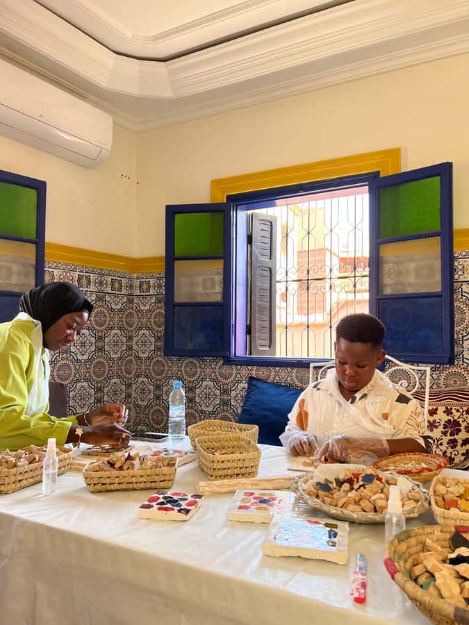 Marrakech: Make Your Own Moroccan Zellige Mosaic Masterpiece - Building a finished mosaic in a supportive group