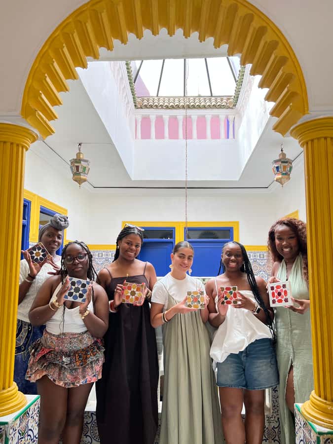 Marrakech: Make Your Own Moroccan Zellige Mosaic Masterpiece - Tea, pastries, and the finished keepsake