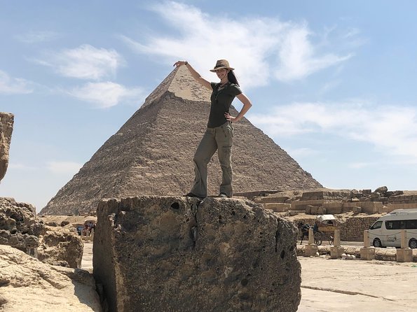 Private tour to Giza Pyramids,Sphinx,Egyptian Museum with Local Lunch - Seeing the Giza Pyramids from the panoramic area