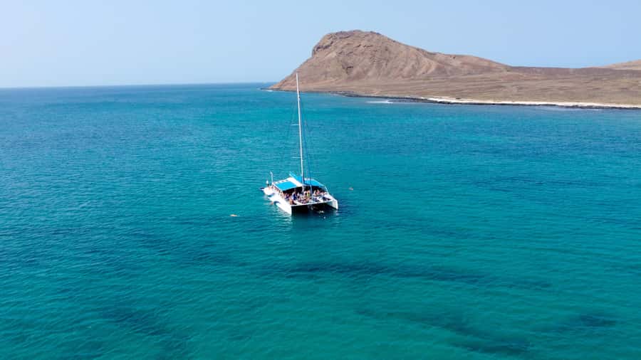 Sal: All-Inclusive Half-Day Lounge Catamaran Cruise - Swimming, snorkeling, and fishing near Lion Mountain
